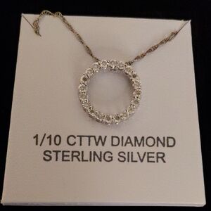Sterling Silver Diamond Circle Pendant Necklace